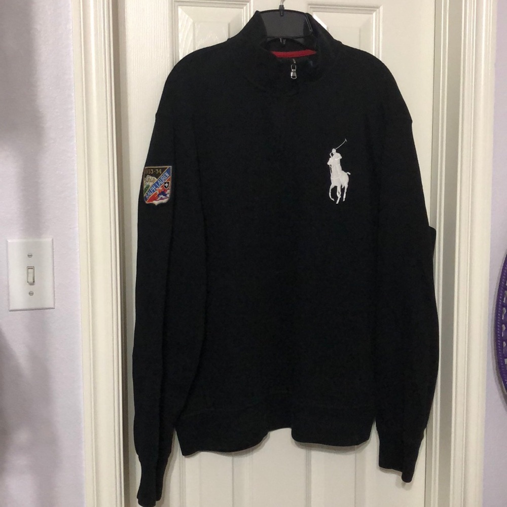 Men’s Zip Front Black Polo Pullover